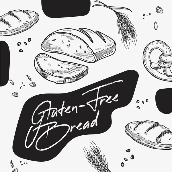 건강에 좋은 식품 벡터가 있는 가게에서 열리는 Gluten free bread — 스톡 벡터