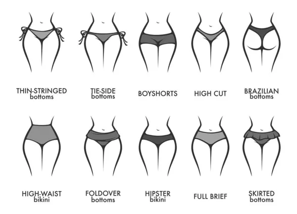 Culotte femme modèles et types de vecteur de vêtements — Image vectorielle