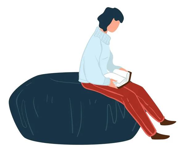 Žena čtení knihy v obchodě nebo veřejné knihovny — Stockový vektor