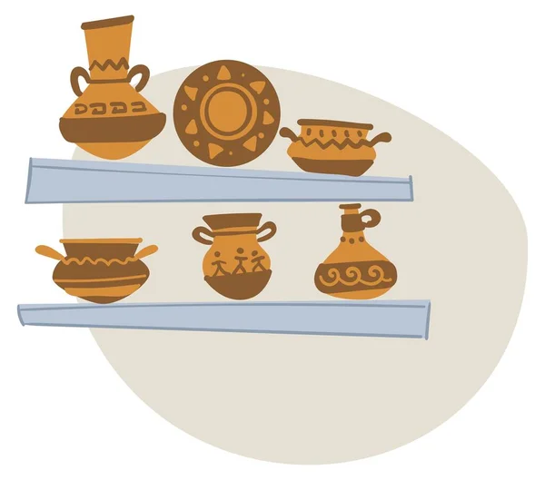 Antigos jarros de cultura azteca e patrimônio material — Vetor de Stock