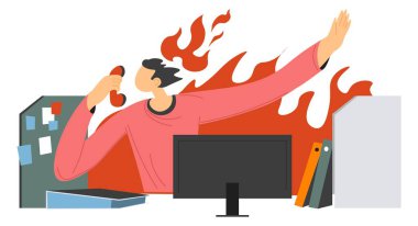 Ofisteki telefona bağıran kızgın ve sinirli patron.