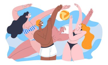 Top oynayan plaj voleybol takımı