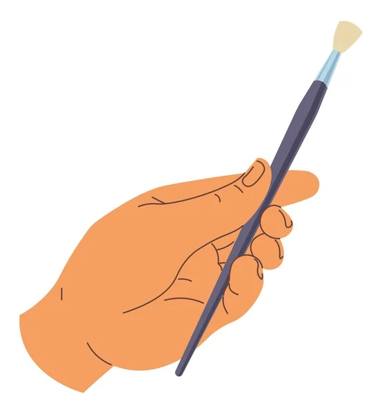 手握画笔,毛笔和手柄 — 图库矢量图片