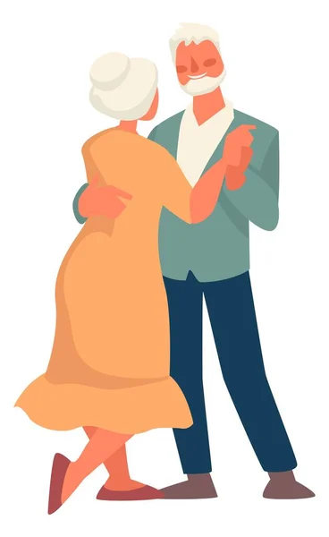 Senioren beim Tanzen, romantische Rentner — Stockvektor
