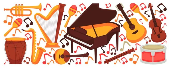 Класичні музичні інструменти, піаніно та саксофон — стоковий вектор