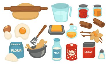 Baking ingredients, flour and spices for cooking