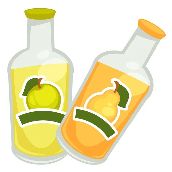 Apple and pear juice or smoothie, healthy beverage — Stockvektor