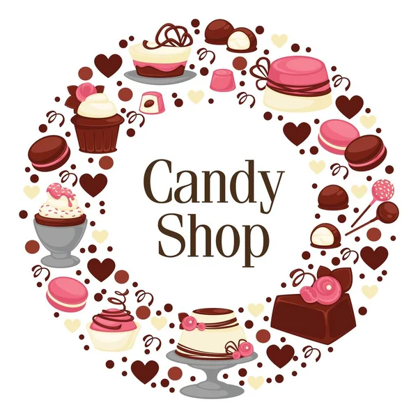 Candy shop banner with sweets and chocolate vector — Stockvektor