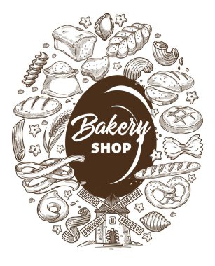 Bakery shop, pastry and baked products banner
