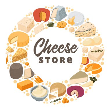 Cheese store, natural and tasty dairy products