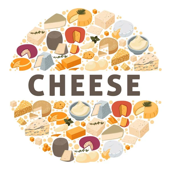 Ποικιλία τυριών από πανό γαλακτοκομικών προϊόντων — Διανυσματικό Αρχείο