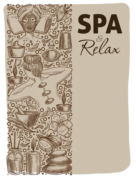 Spa relax and rest, massage and procedure banner — Stok Vektör