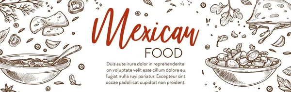 Mexican food menu, salad and roll wrap dishes - Stok Vektor