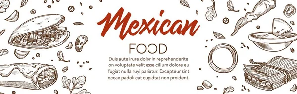 Comida mexicana platos tradicionales con verduras — Vector de stock