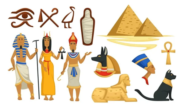 Egyptian culture, pyramids and pharaoh vector — ストックベクタ