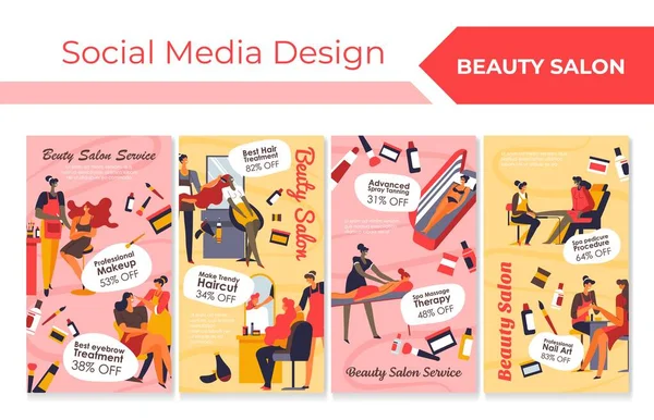 Beauty salon service offer at social media design — Image vectorielle