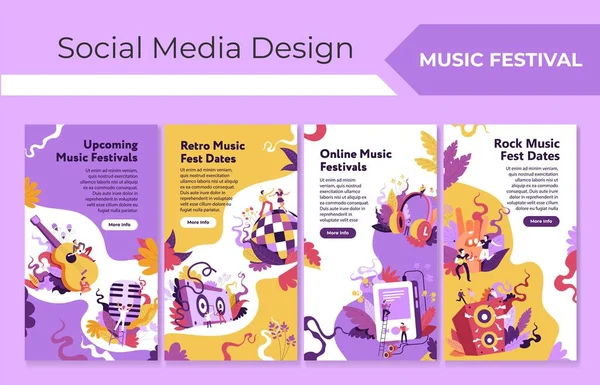 Music festival at template social media design — Vettoriale Stock