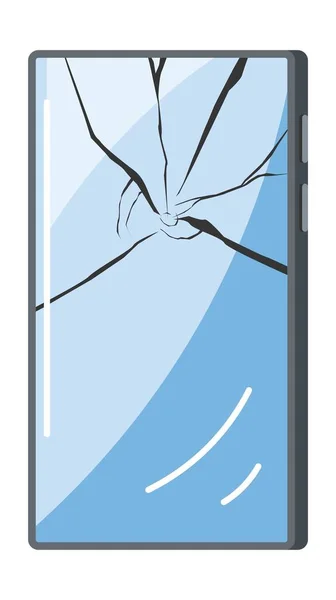 Teléfono inteligente dañado con pantalla rota vector de vidrio — Vector de stock