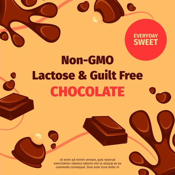 Non gmo lactose en schuldvrije chocolade vector — Stockvector