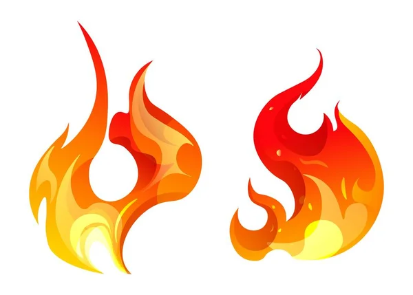 Tűz és lángok, lángoló és robbanó ikon vektor — Stock Vector