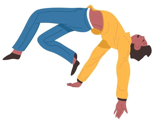 Personagem masculino caindo ou dançando estilo break — Vetor de Stock