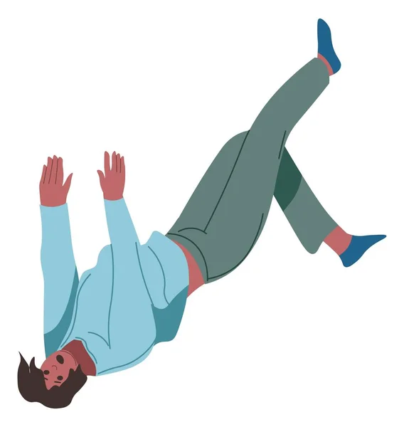 Personagem feminina perdeu equilíbrio e caiu no chão — Vetor de Stock