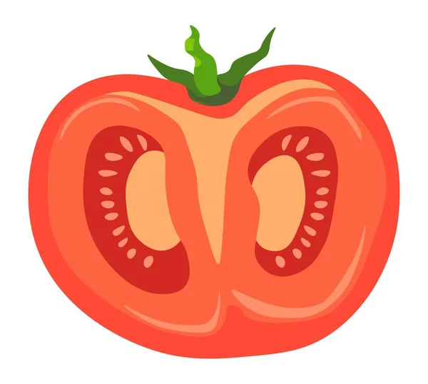 Mitad tomate vegetal sabrosa comida nutrición dieta — Vector de stock