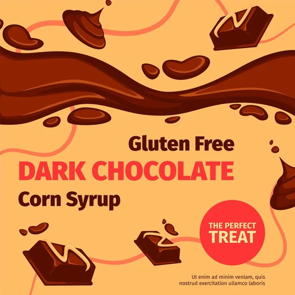 Desserts au sirop de maïs sans gluten au chocolat noir — Image vectorielle