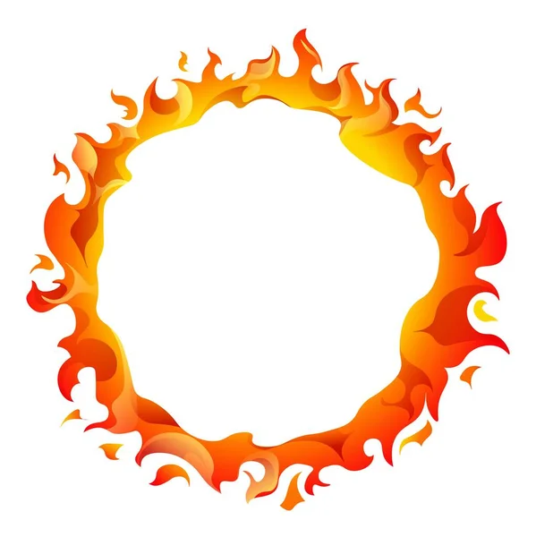 Горящий круг, язык пламени вектор рамы огня — стоковый вектор