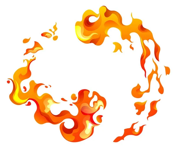 Пламя и пожар, рамка круга для текста — стоковый вектор