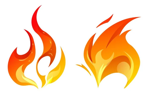 Línguas de chama e fogo, ignição e ícone ardente —  Vetores de Stock