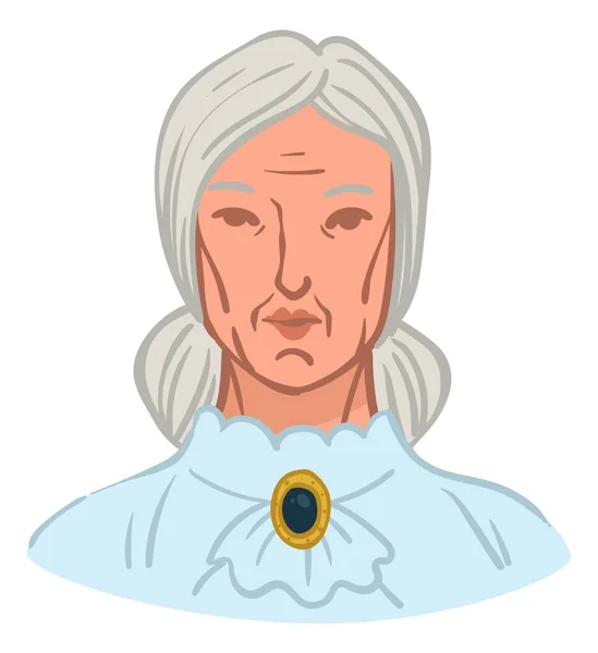 Personnage féminin sérieux femme âgée chemisier élégant — Image vectorielle