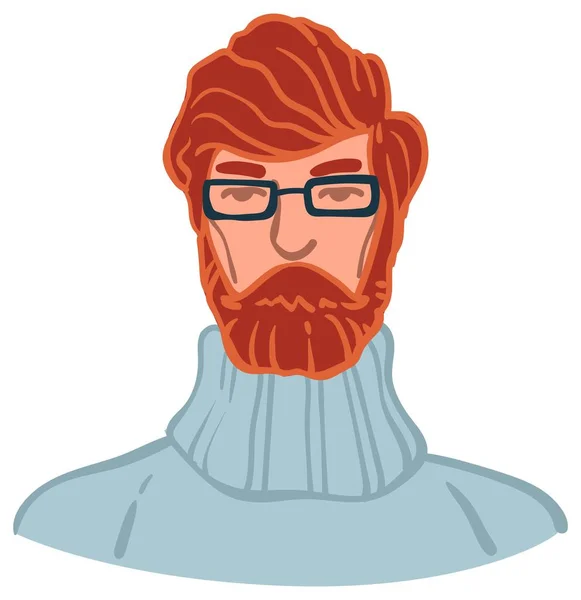 Homem ruivo com barba, bigode retrato de cara —  Vetores de Stock