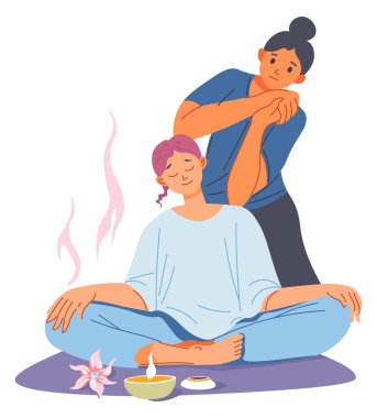 Aromaterapi ve yoga, spa salonundaki prosedürler.