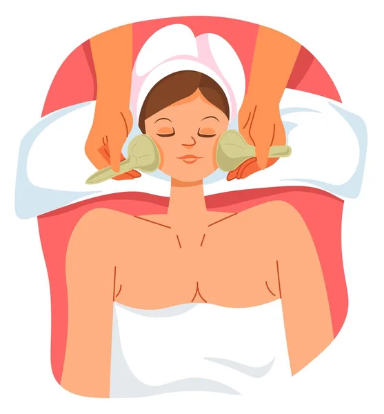 Facial massage for rejuvenation and moisturizing — Stock Vector