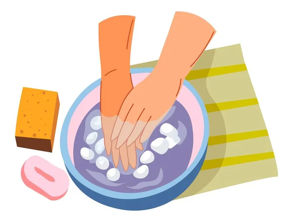 Procedimientos de spa para manos y uñas en el salón de spa — Vector de stock