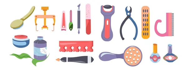 Manicure kit, nagellak en borstels voor handen — Stockvector