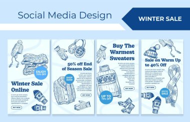 Kış indirimi, sosyal medya afişi tasarımı