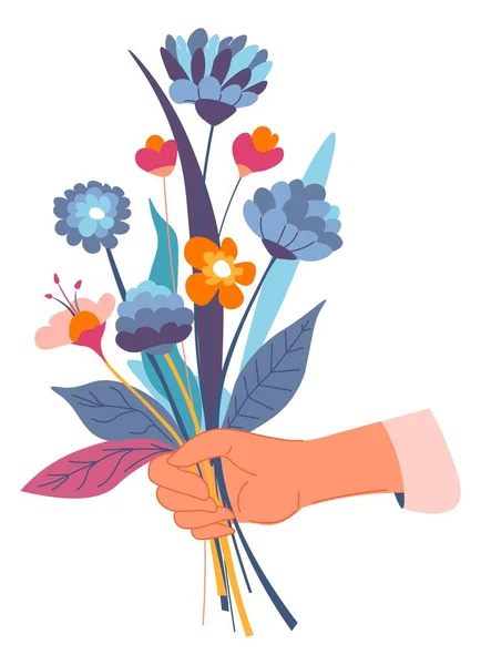 Fiore in fiore, bouquet con vettore di fiori selvatici — Vettoriale Stock