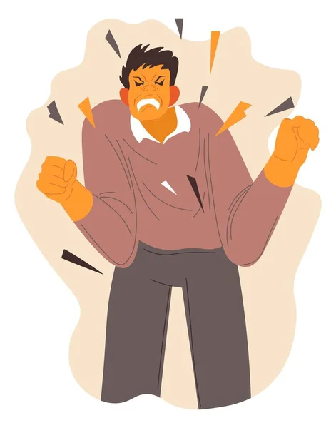 Stressed man angry, aggressive behavior of male — Stock Vector