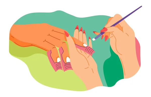 Soins des ongles et manucure, femme avec vernis à ongles — Image vectorielle