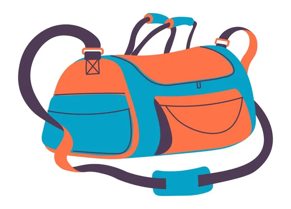 Αθλητική τσάντα με ιμάντες, αποσκευές για ρούχα — Διανυσματικό Αρχείο