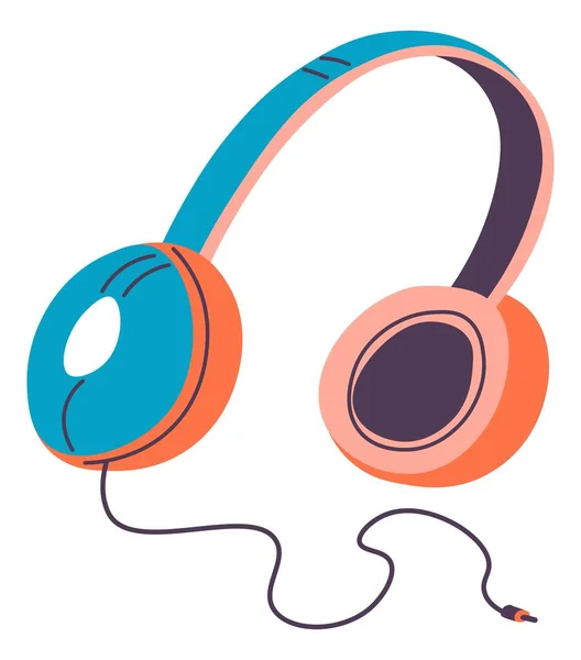 ワイヤー付きのヘッドフォン、音楽を聴くためのヘッドセット — ストックベクタ