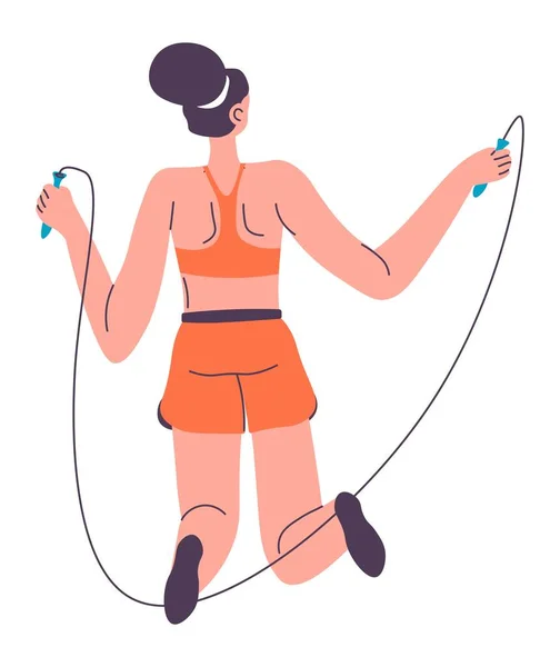 穿着运动服练习跳绳的女人 — 图库矢量图片