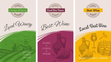 Yerel şaraphane, ambalajlar için şarap dükkanı etiketleri