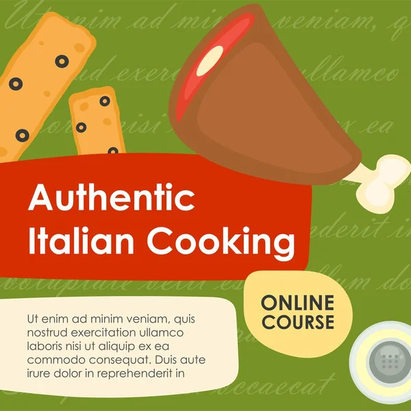 Auténtica cocina italiana, lecciones de cursos en línea — Vector de stock