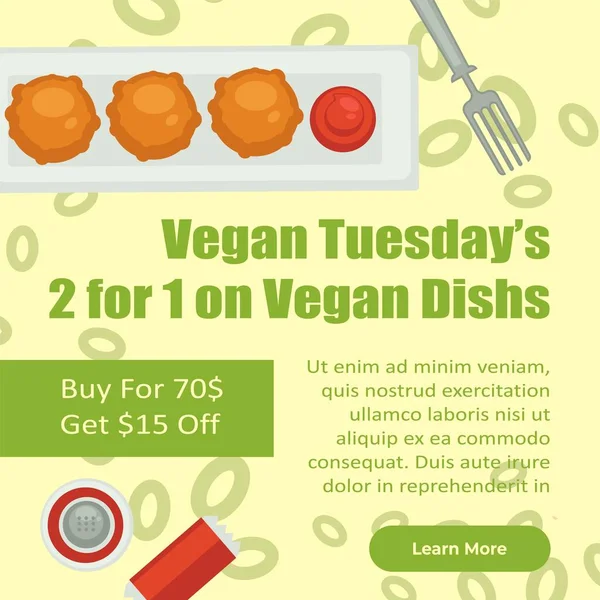 Veganes Dienstag-Menü, Bio-Naturgerichte — Stockvektor