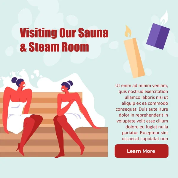 Visit our sauna and steam room website vector — Stock Vector