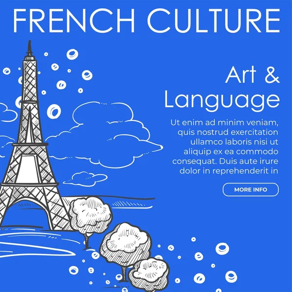 Página web de cultura, arte e idioma francés — Vector de stock