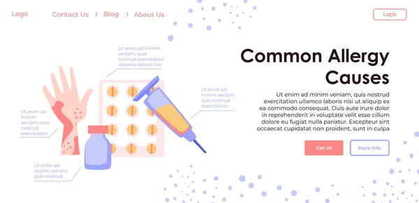 Información médica en línea sobre los síntomas de la alergia — Vector de stock